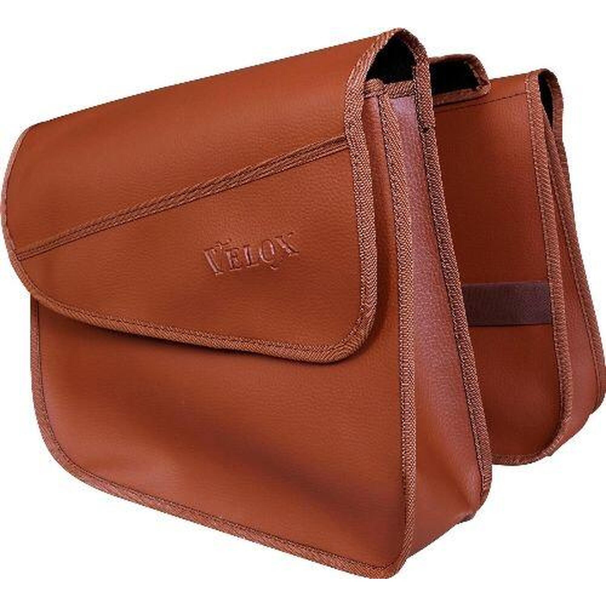 Velox - Paire De Sacoches Sur Porte-bagage - Simili Cuir Caramel - Sacoche Vélo - Noir - Taille Unique - Decathlon