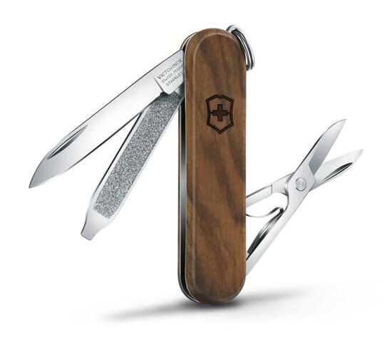 Victorinox Classic SD 58 mm Wood — Couteau suisse inox compact multifonctions
