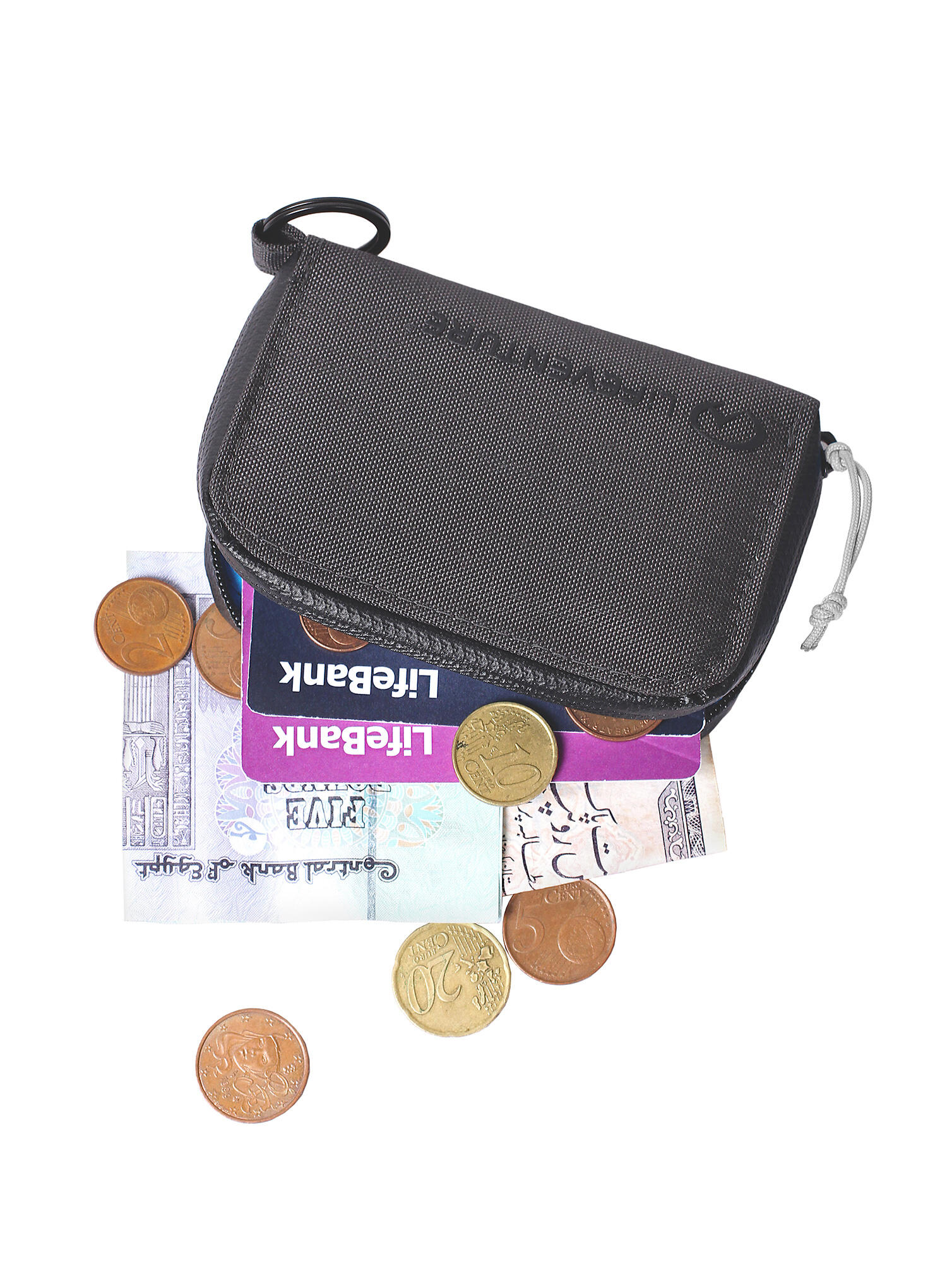 Portefeuille compact Lifeventure RFID gris recyclé protection cartes et pièces 5/7