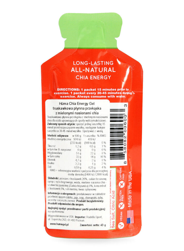 Żel energetyczny Huma Gel - chia/truskawka
