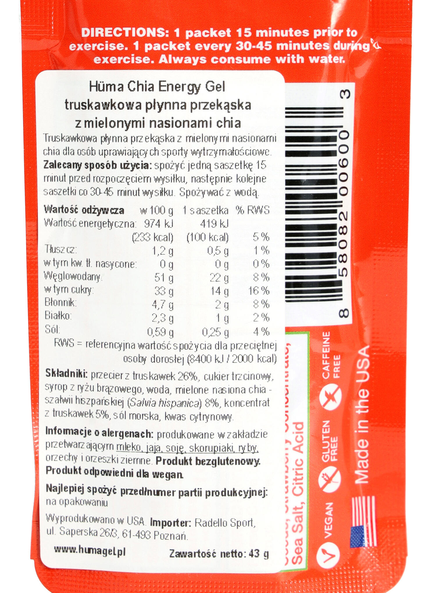 Żel energetyczny Huma Gel - chia/truskawka 4/4