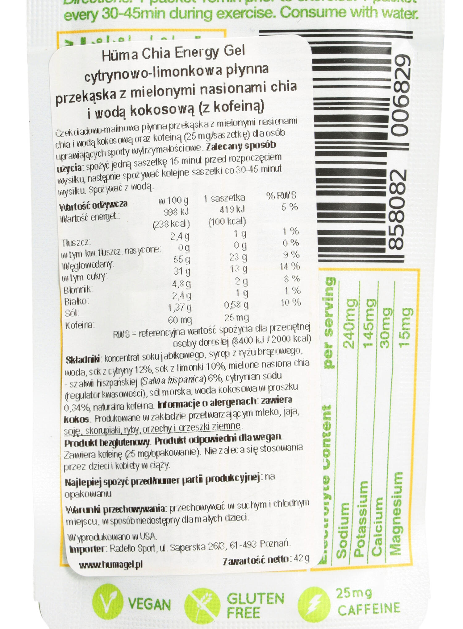 Żel energetyczny Huma Gel Plus - cytryna/limonka 4/4