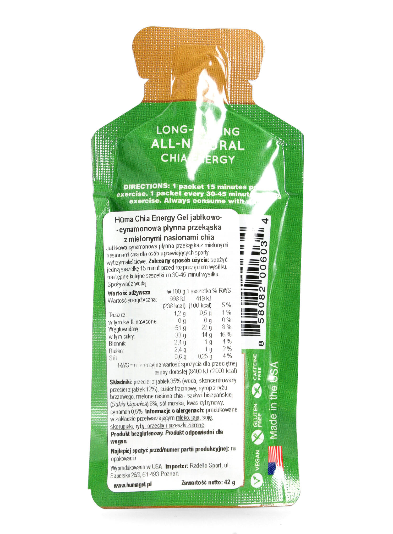 Żel energetyczny Huma Gel - chia/jabłko/cynamon 2/4