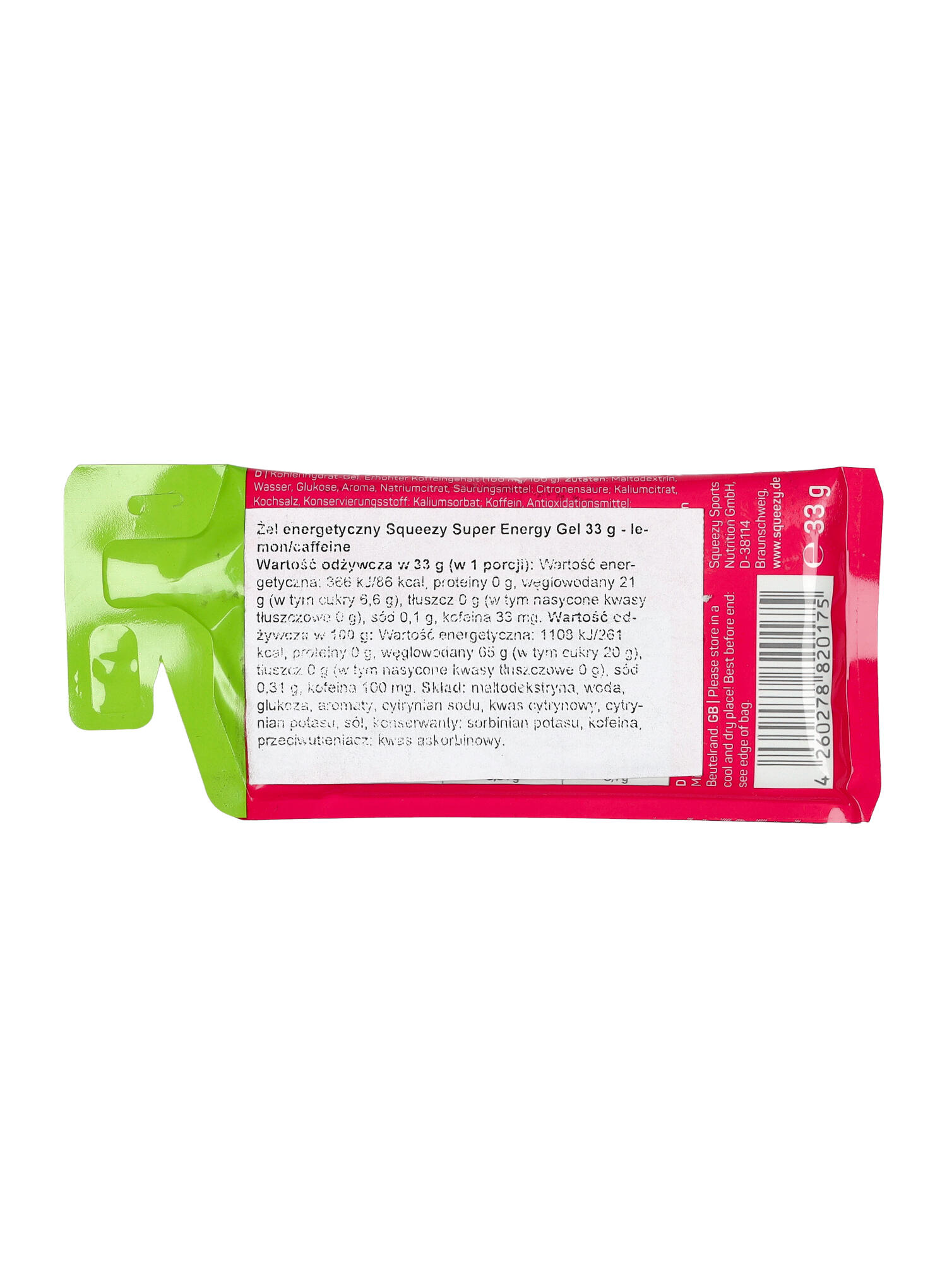 Żel energetyczny Squeezy Super Energy Gel 33 g  - lemon/caffeine 2/2
