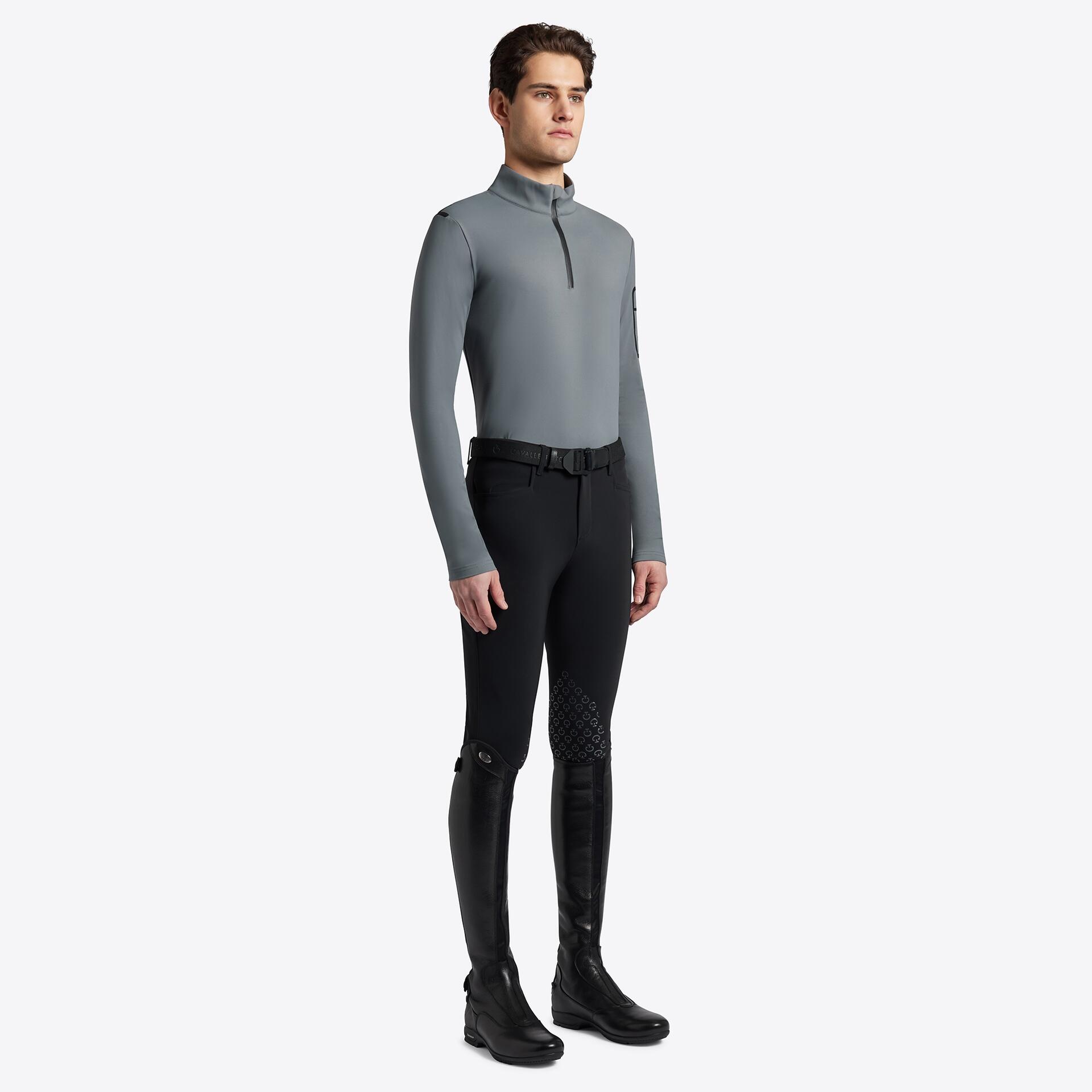 CAVALLERIA TOSCANA Paardrijden - Unisex -  Dark Grey - -fleece Shirt Met Rits Heren