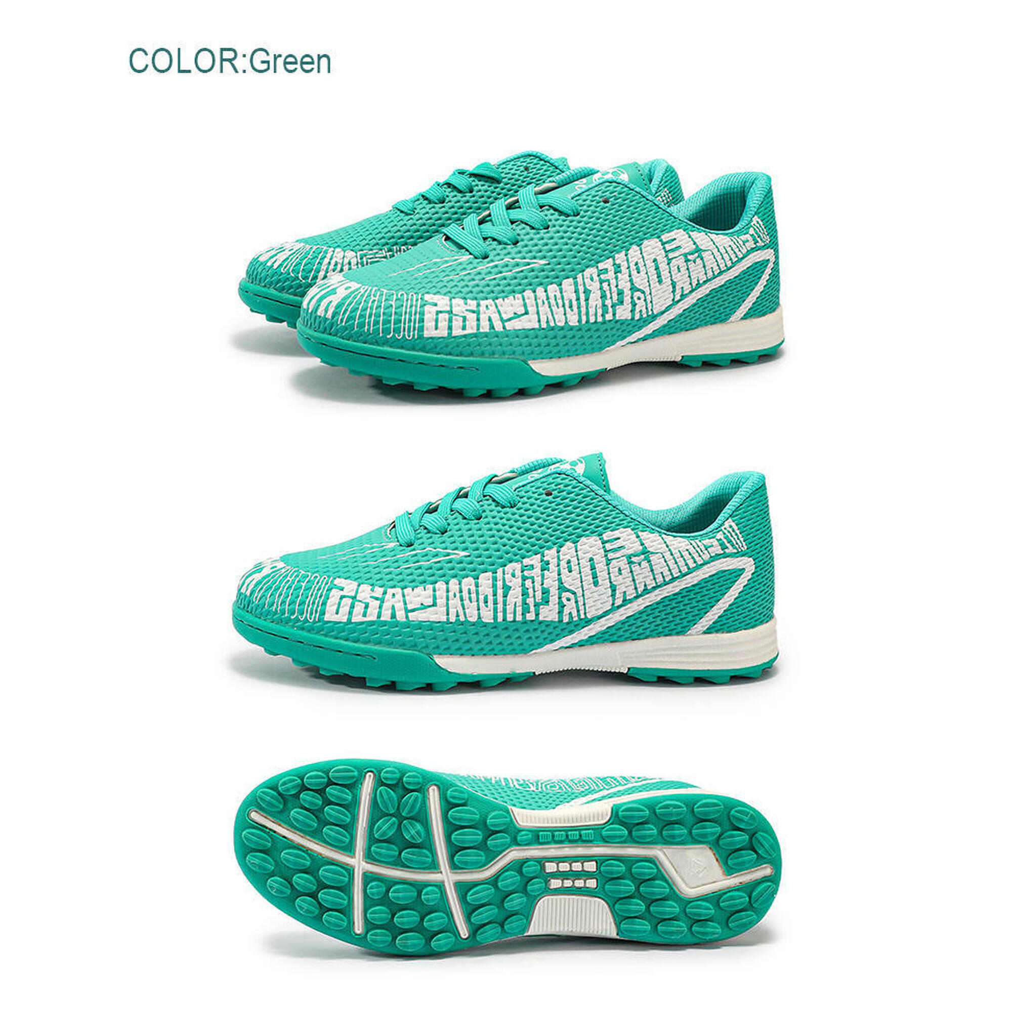 Ghete de fotbal copii, MBrands, 7.7  pentru teren sintetic, verde 37