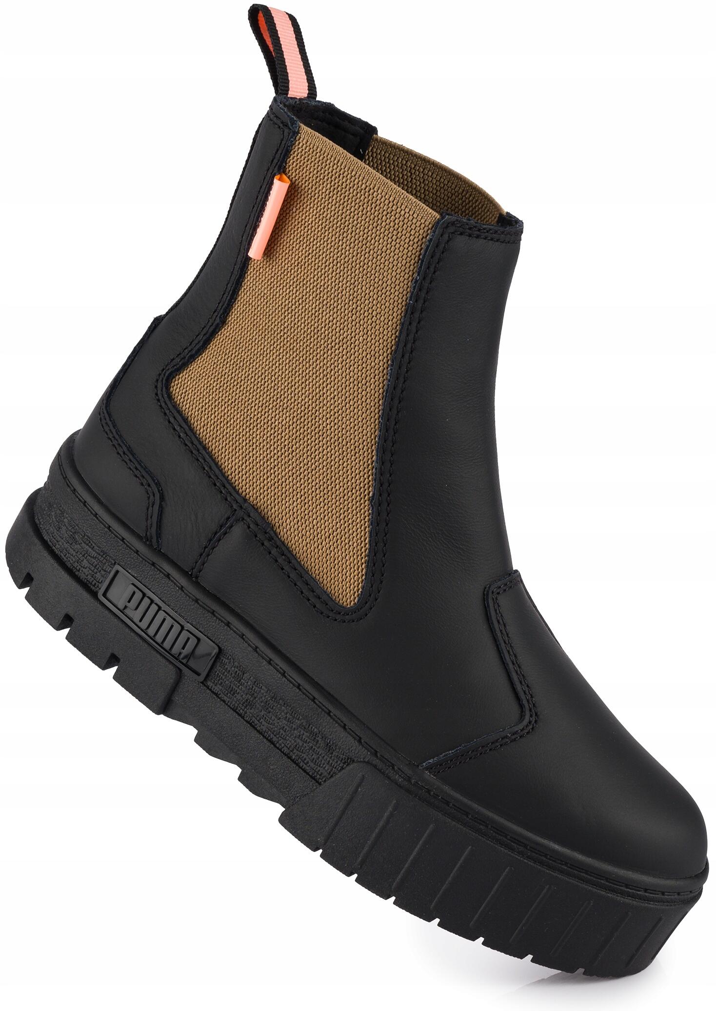 Damskie buty botki na platformie czarne Puma Mayze Chelsea 4/7