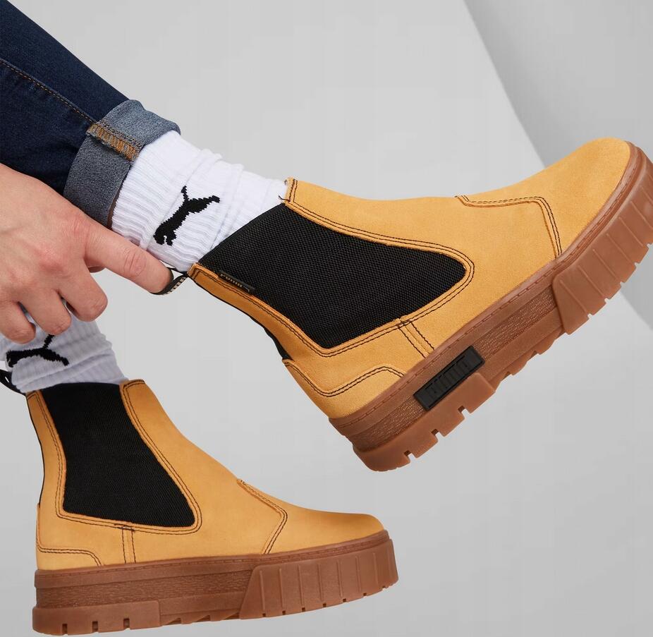 Damskie buty botki na platformie beżowe Puma Mayze Chelsea 7/7