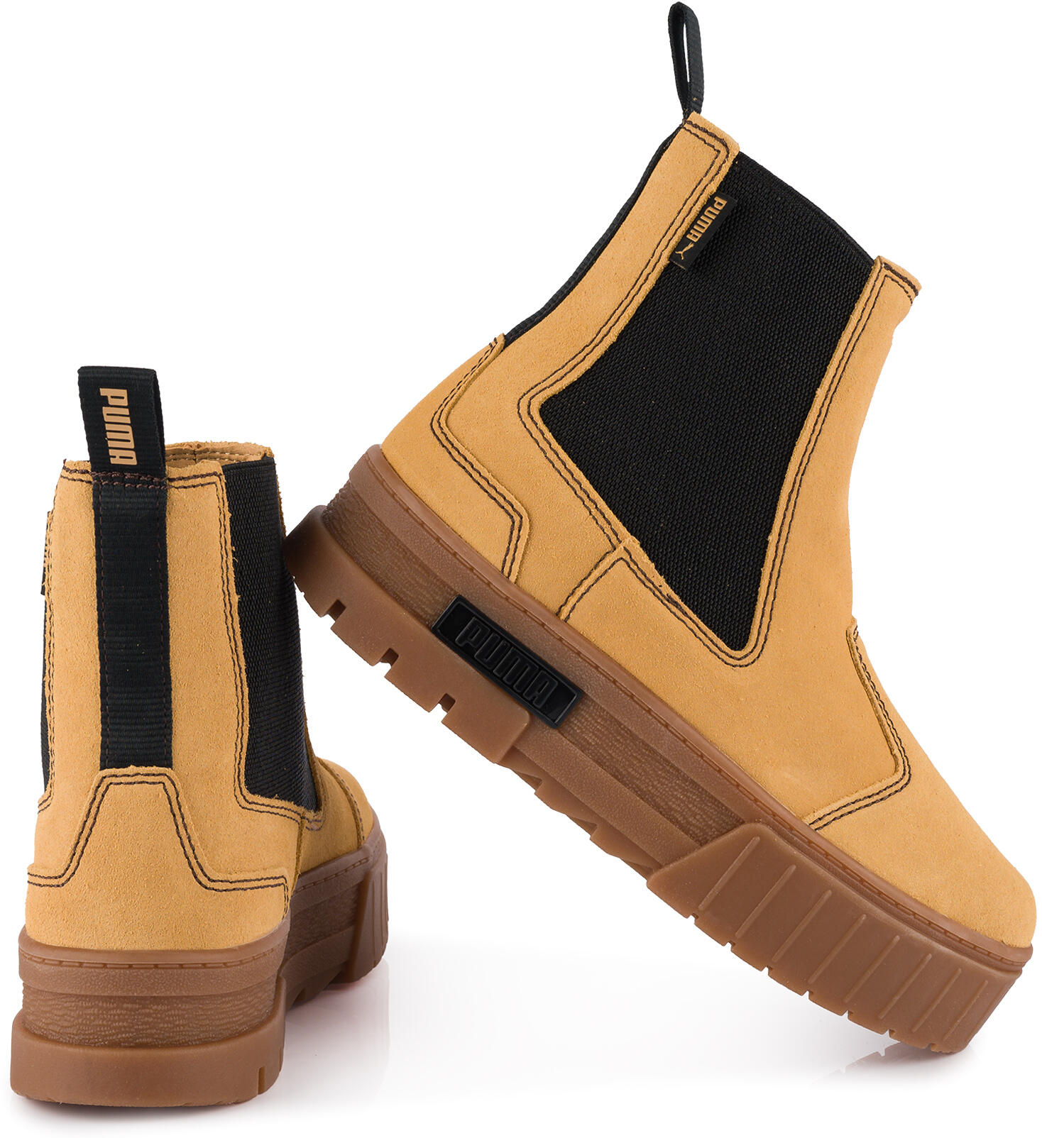 Damskie buty botki na platformie beżowe Puma Mayze Chelsea 6/7