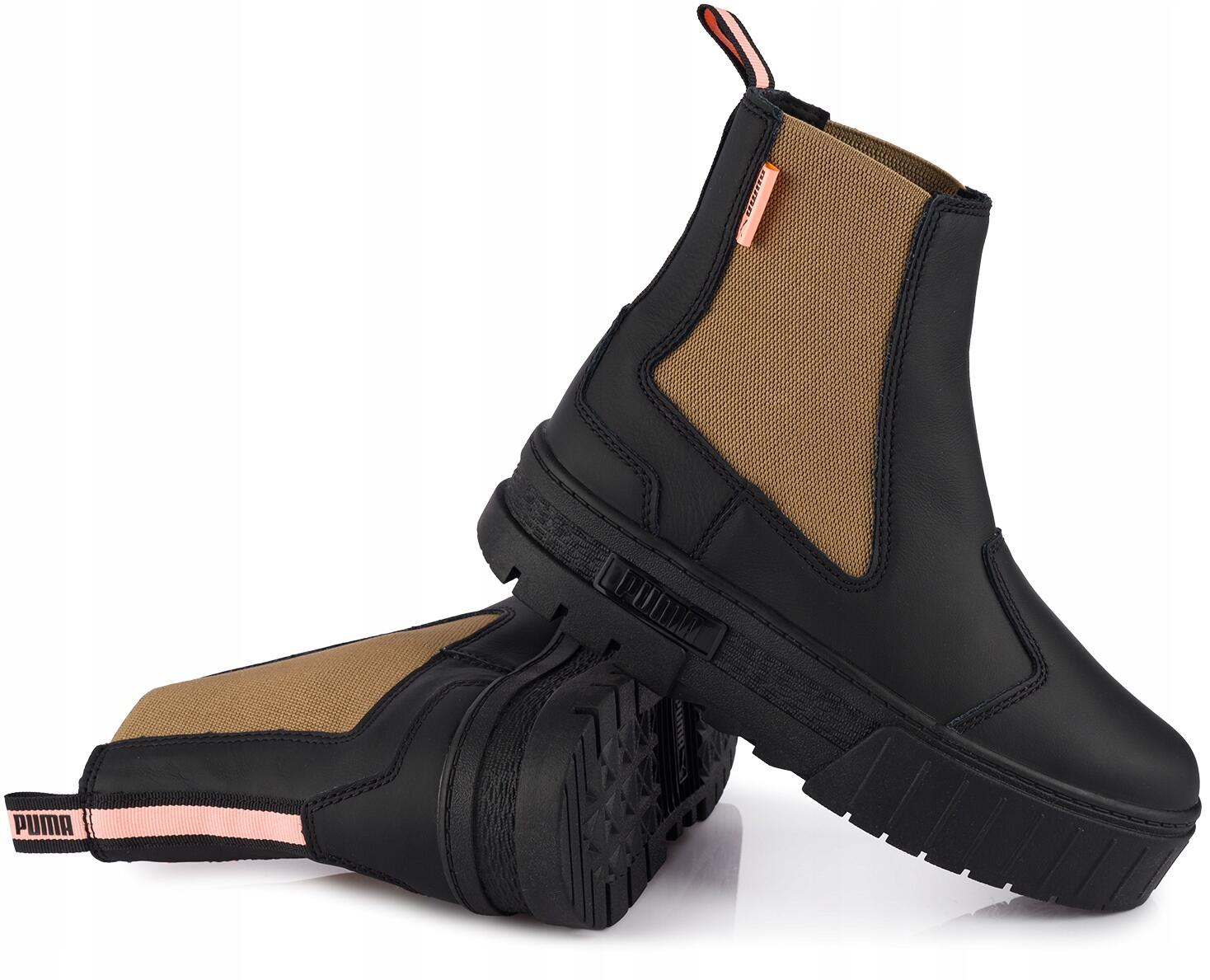 Damskie buty botki na platformie czarne Puma Mayze Chelsea 5/7