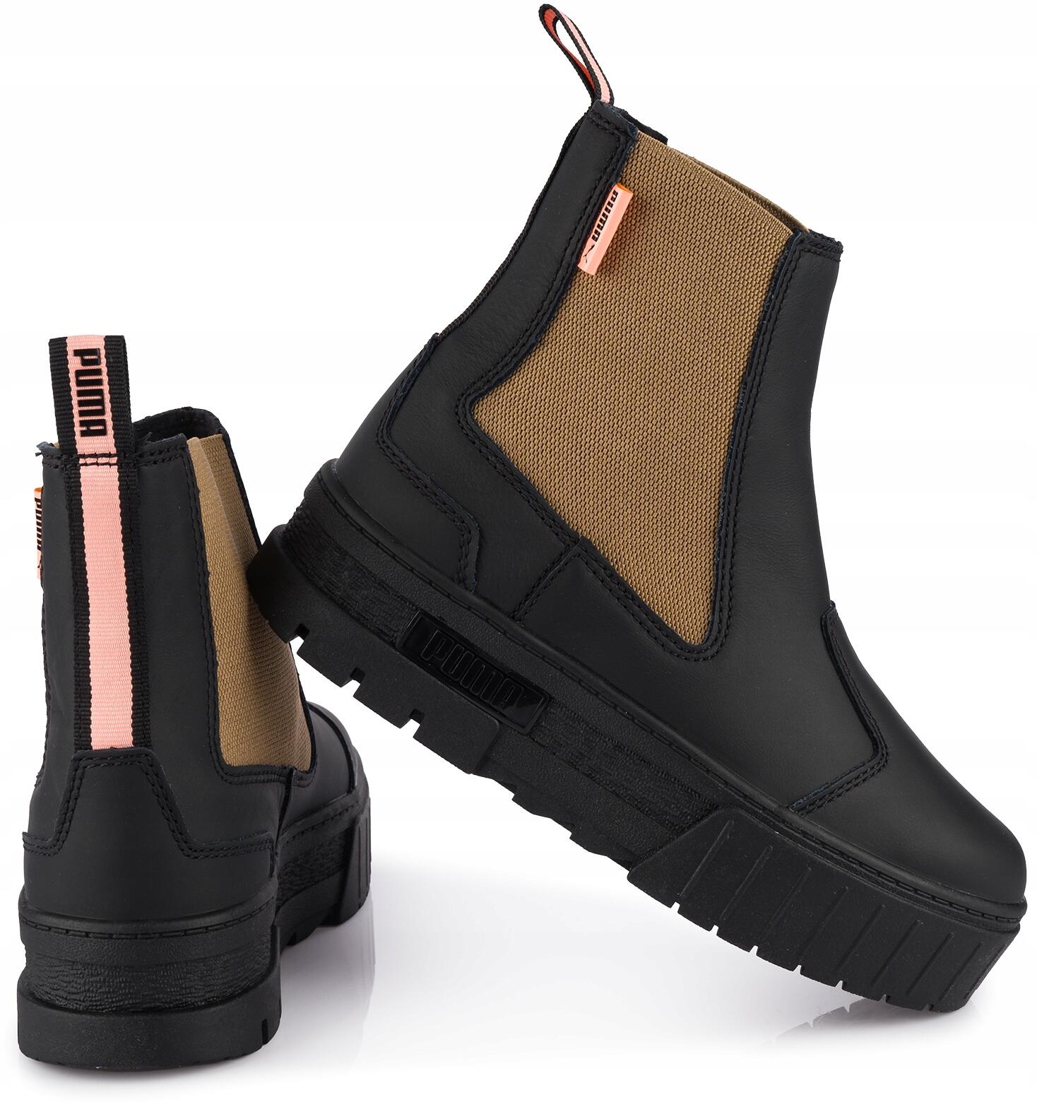 Damskie buty botki na platformie czarne Puma Mayze Chelsea 6/7