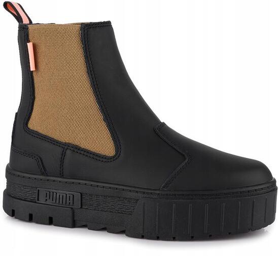 Damskie buty botki na platformie czarne Puma Mayze Chelsea