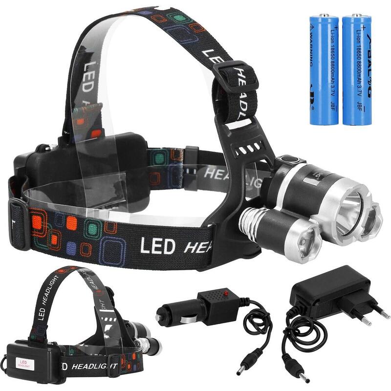 Latarka czołowa akumulatorowa LED T6 CREE czarna