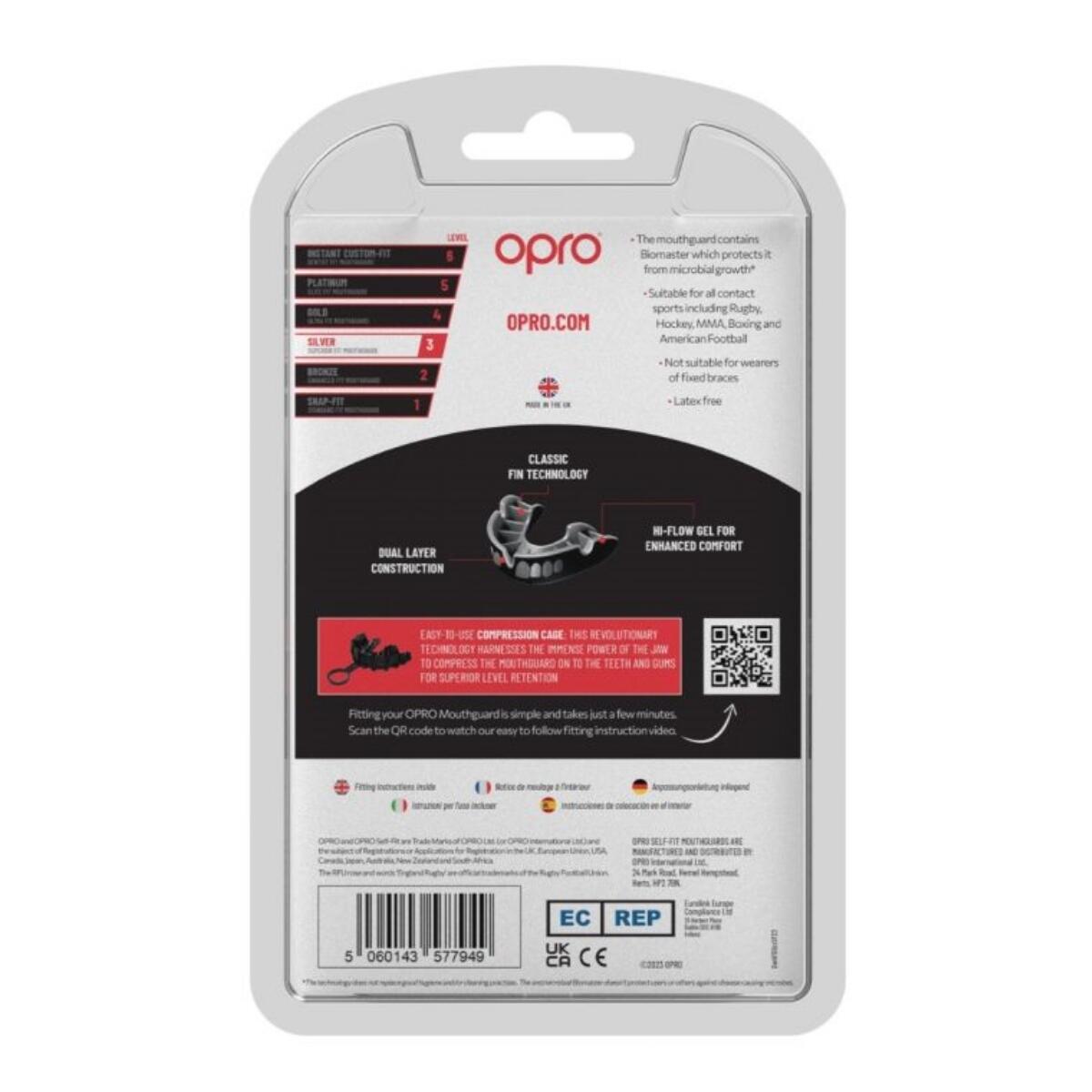 Paradenti OPRO Silver Adulto 10+ Silver Jaws 3/6