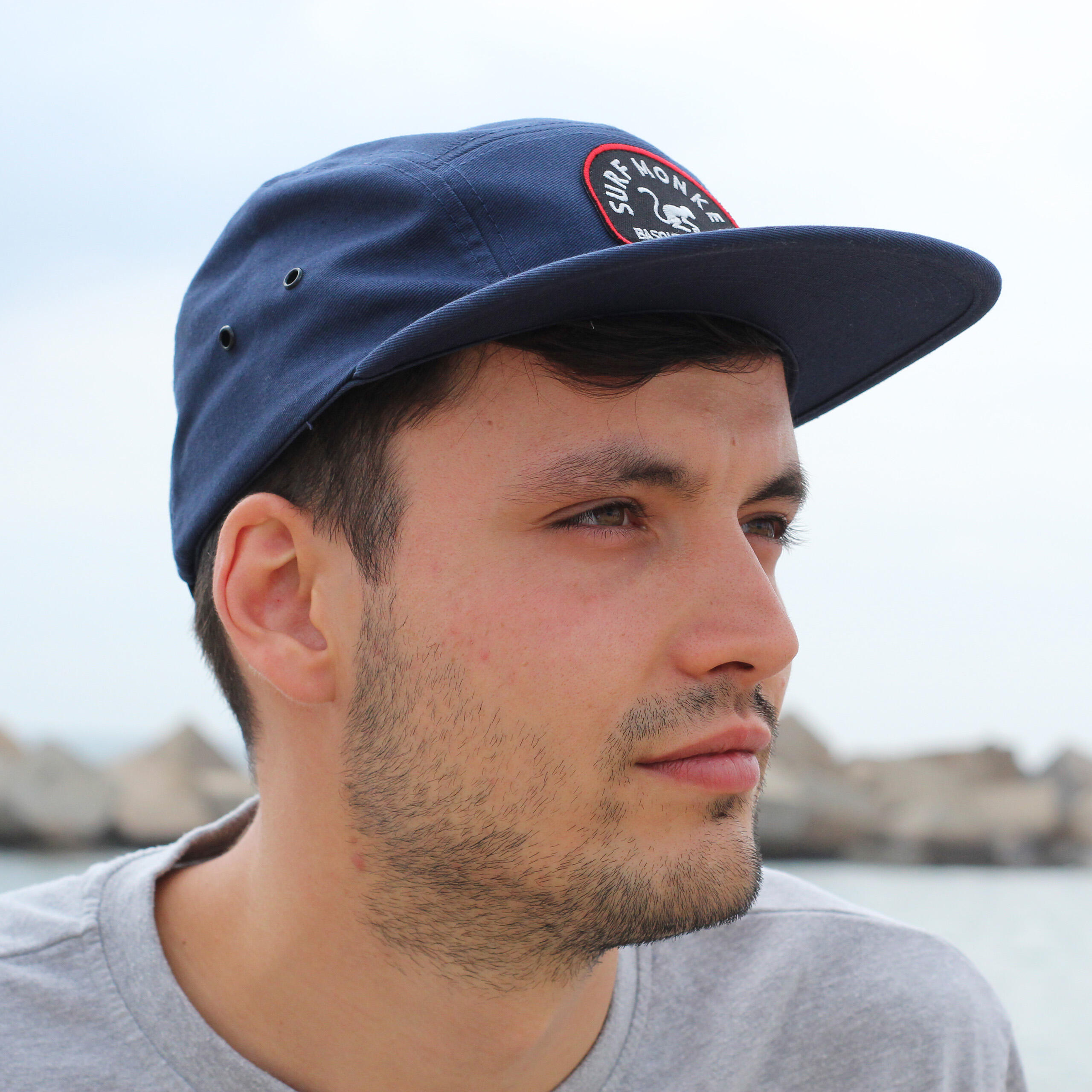 Casquette 5 panneaux - Visière plate - Jockey / Taille unique (Bleu marine) 4/6