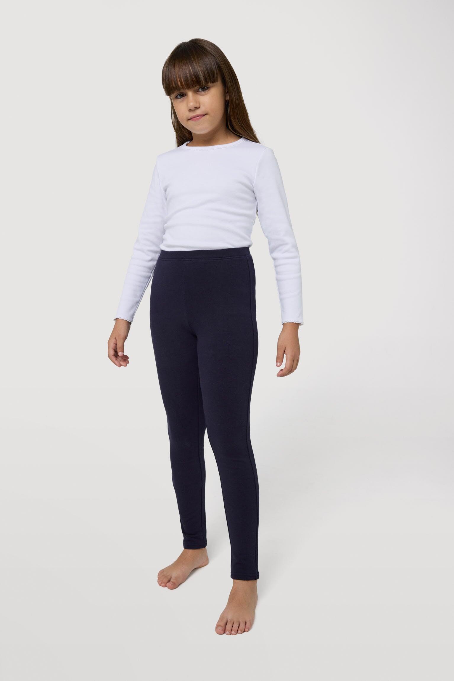 Leggings cálidos de niña algodón natural marino 1/1