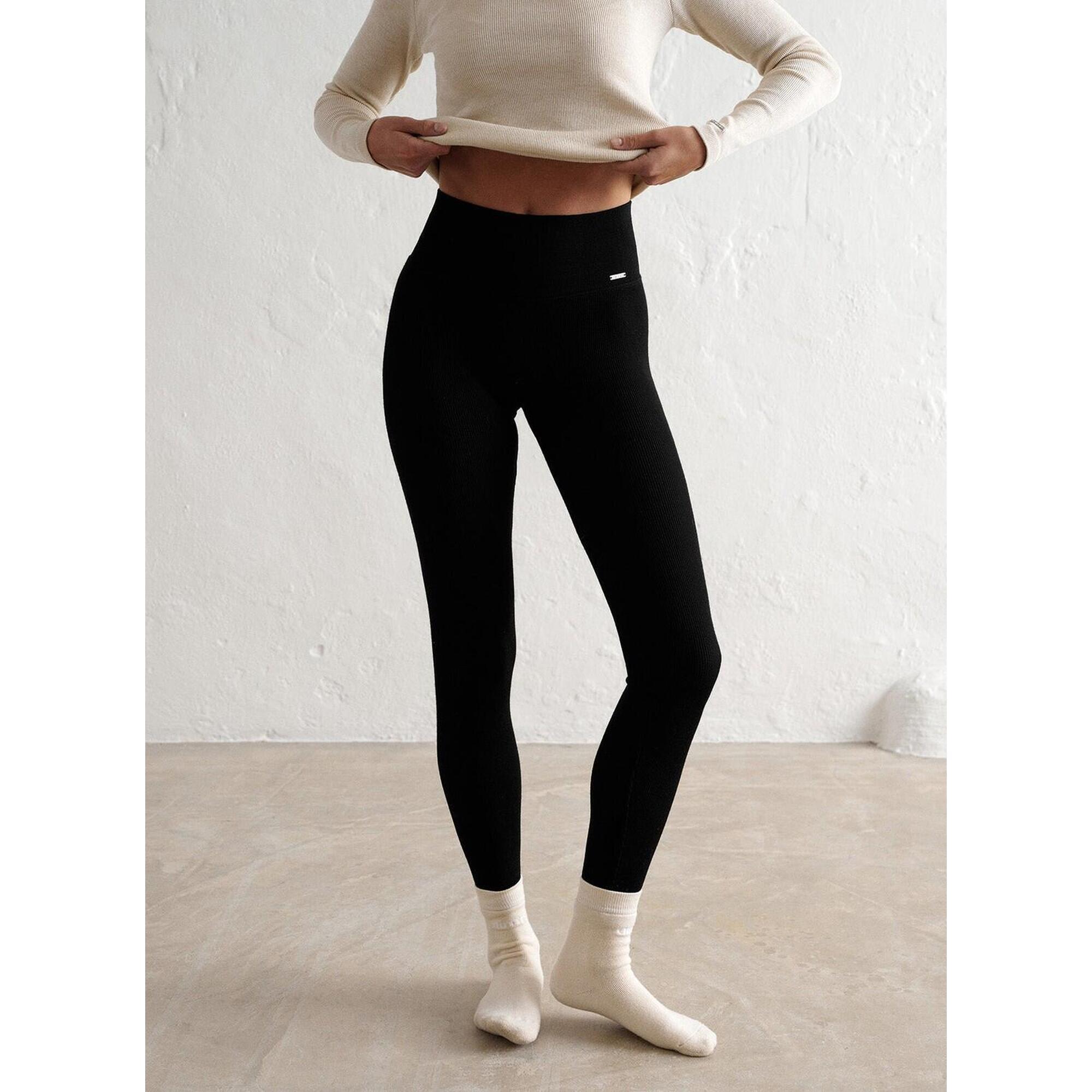 Aim'n - Femme Leggings En Laine Côtelée Thermorégulatrice Noir - Sous Vêtement Bas - Noir - 40 M - Decathlon