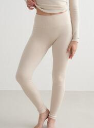 Femme Leggings en Laine Côtelée Thermorégulatrice Lilas Clair