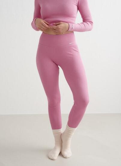 Damen Leggings aus Gerippter Wolle Temperaturregulierend Creme