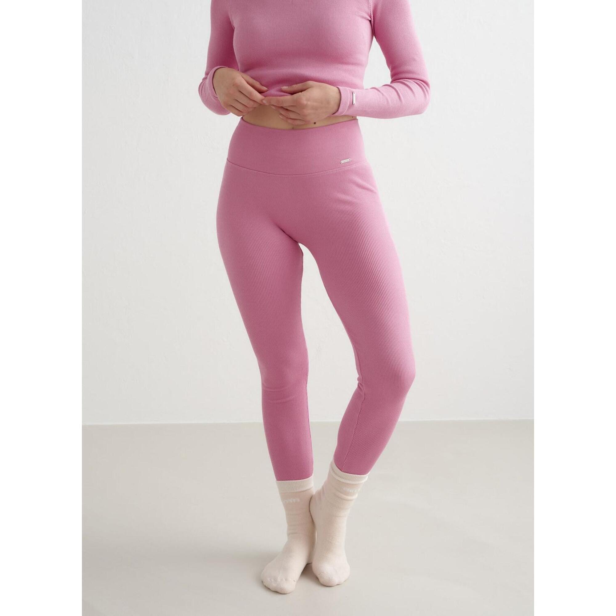 Aim'n - Femme Leggings En Laine Côtelée Thermorégulatrice Rosa - Sous Vêtement Bas - Rose - 36 Xs - Decathlon