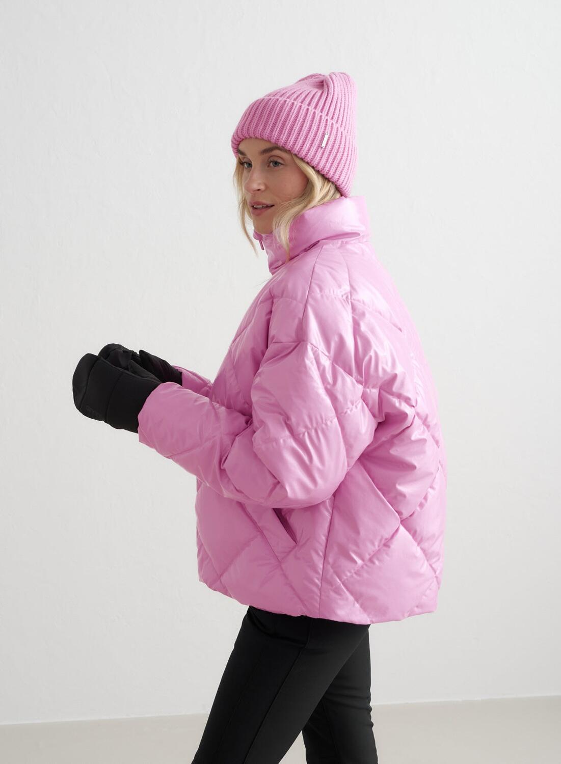 Dames Ski Jas Gewatteerd Roze 2/7