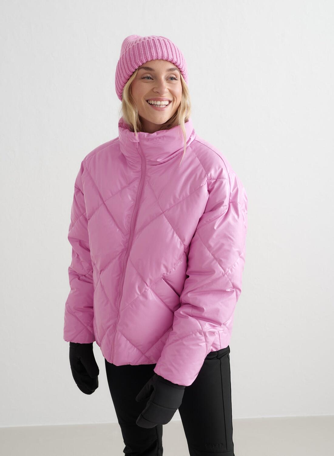 Dames Ski Jas Gewatteerd Roze 1/7