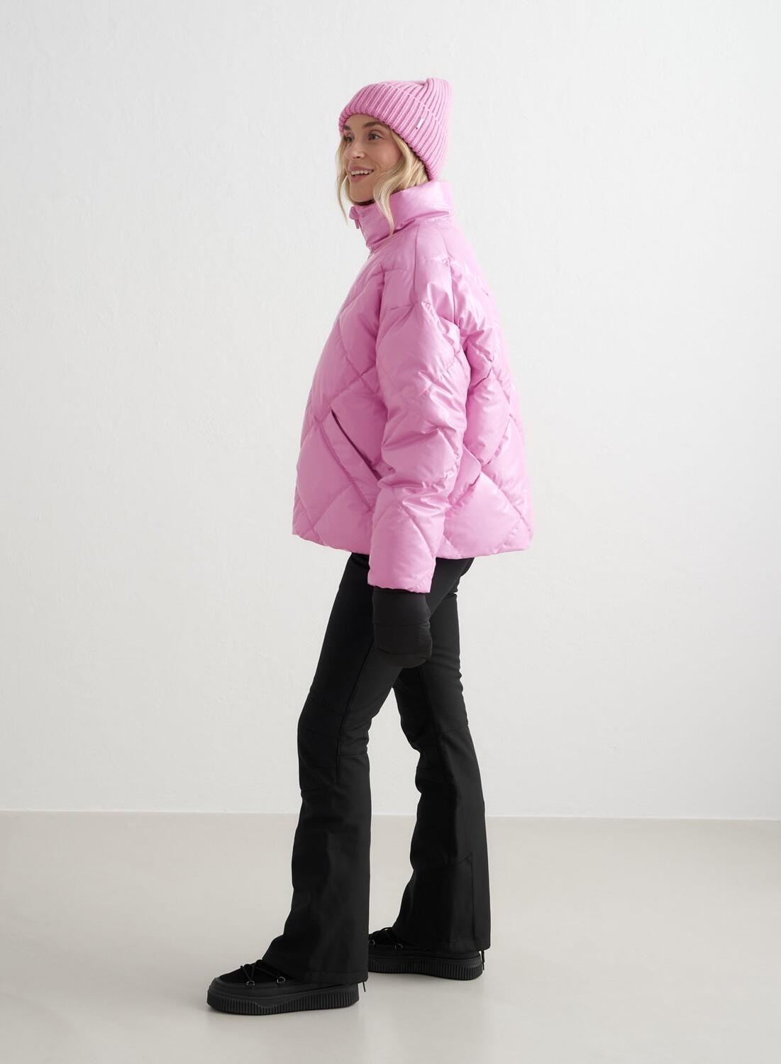Dames Ski Jas Gewatteerd Roze 3/7