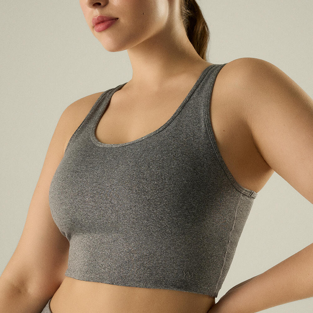 Sujetador deportivo detalle espalda sujeción ligera gris 3/7