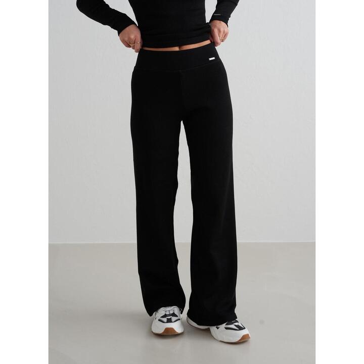 Pantalon en laine pour femme Petite jambe large Régulateur de