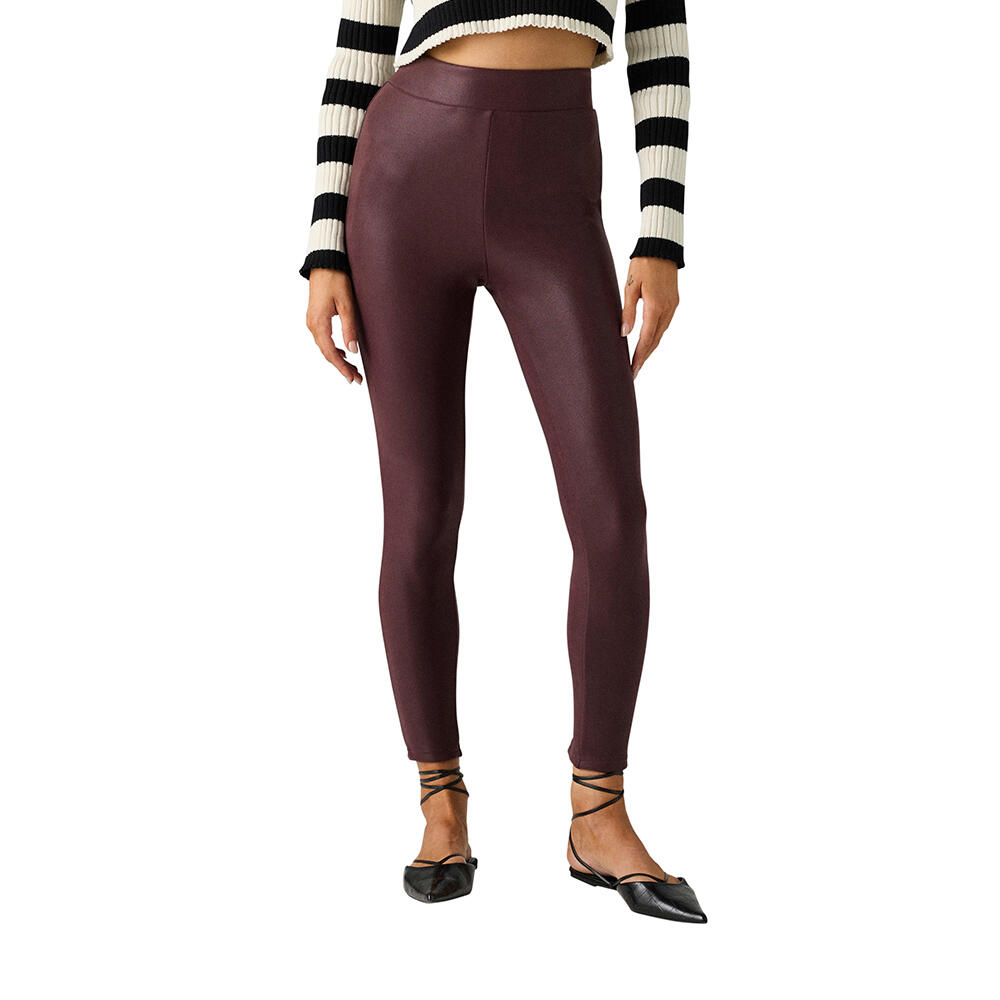 Leggins Negros Leggins Efecto Piel Burdeos Leggings Térmico Efecto
