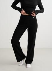 Pantalon femme en laine à jambe large Régulateur de température Noir