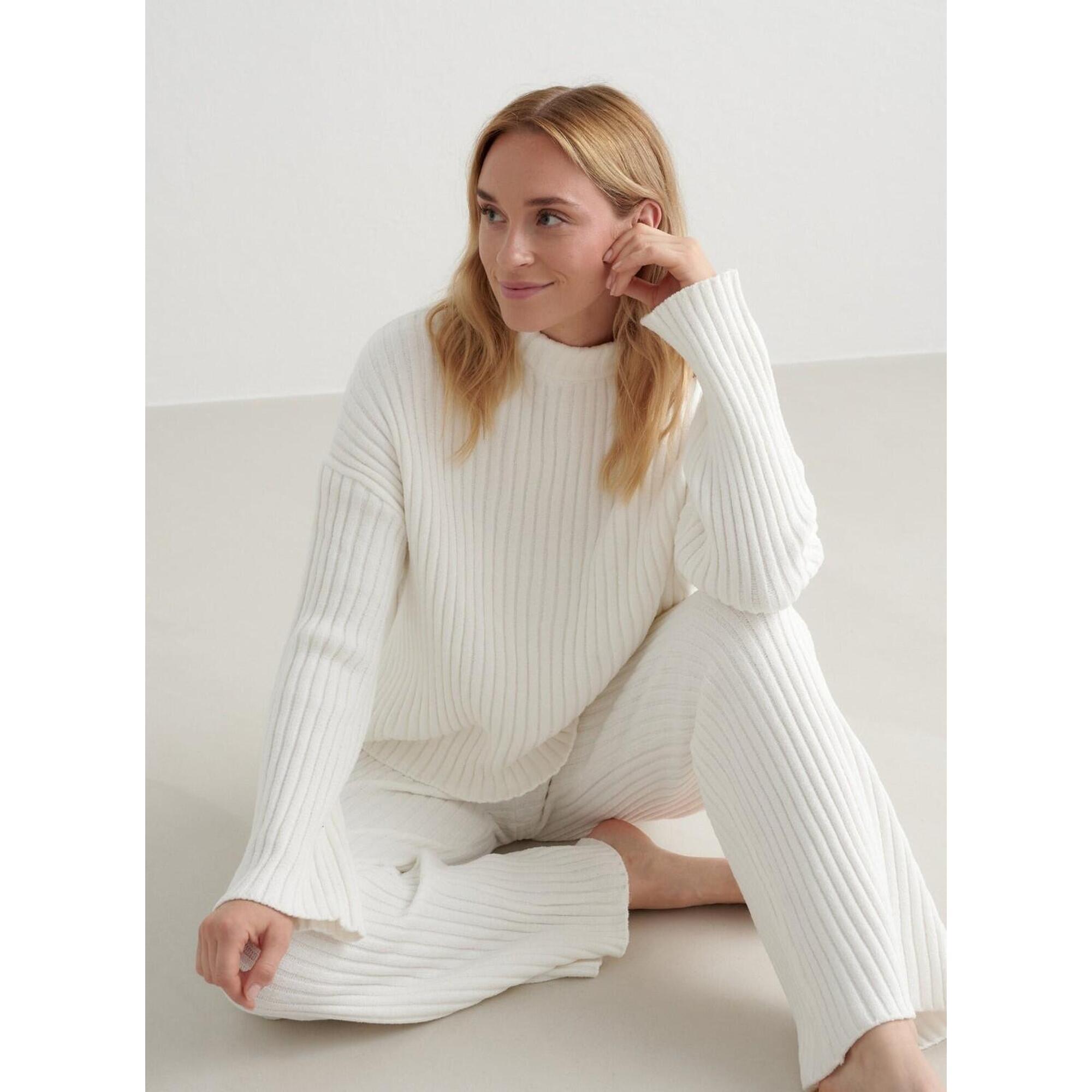 Aim'n - Femme Pull En Maille Côtelé Blanc D'Amande - Pull - Blanc - 38 S - Decathlon