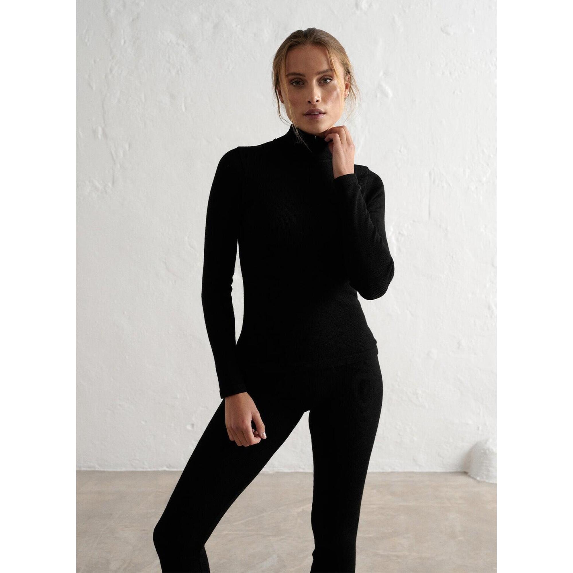 Aim'n - Femme Haut En Laine À Manches Longues Demi-zip Thermorégulateur Noir - Sous Veste - Noir - 38 S - Decathlon