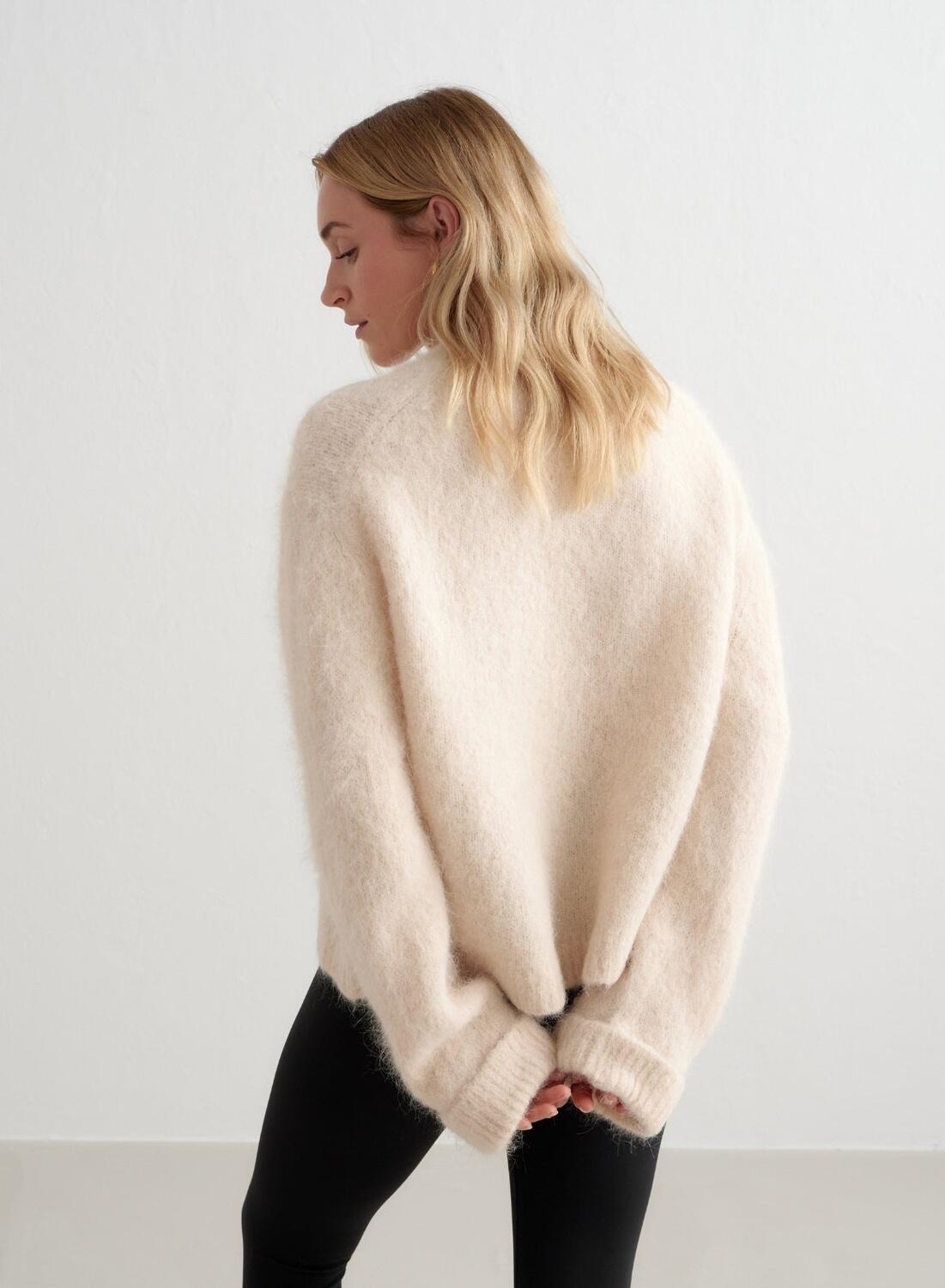 Donna Maglia Lana Alpaca Crema 3/7