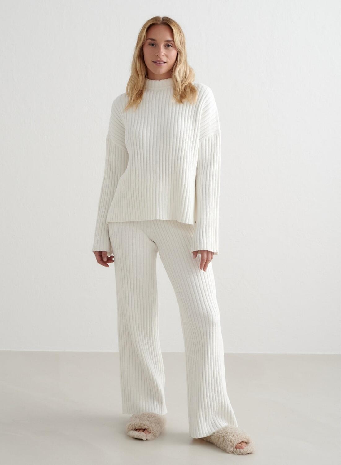 Femme Pull en Maille Côtelé Blanc d'Amande 6/7