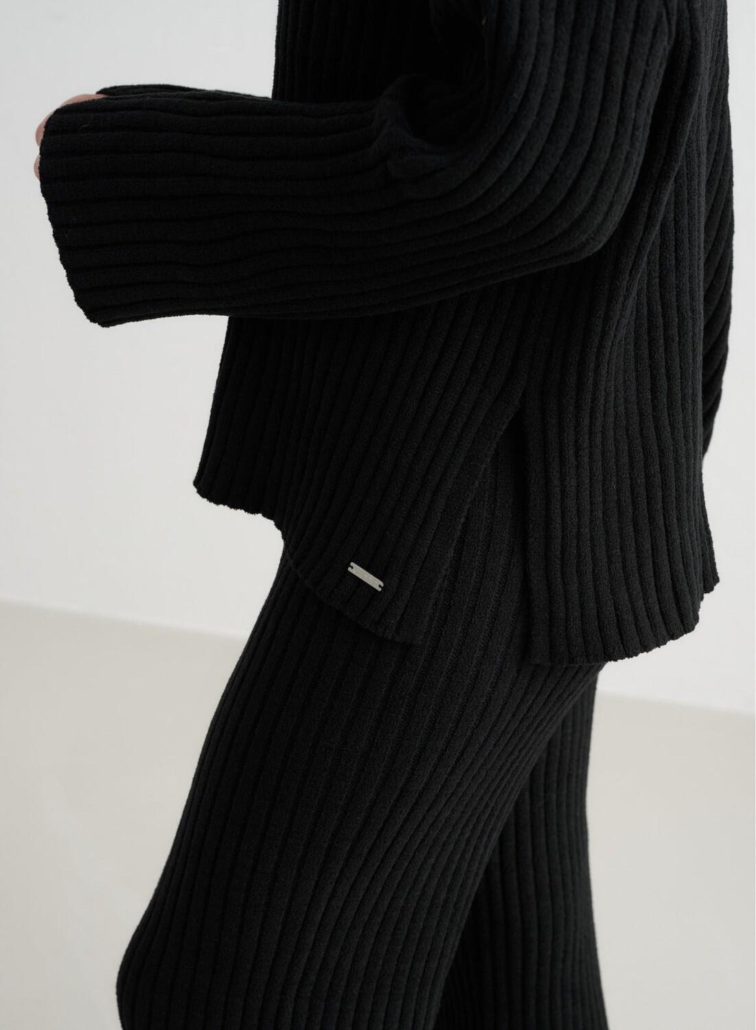 Mujer Suéter Punto Acanalado Negro 4/7
