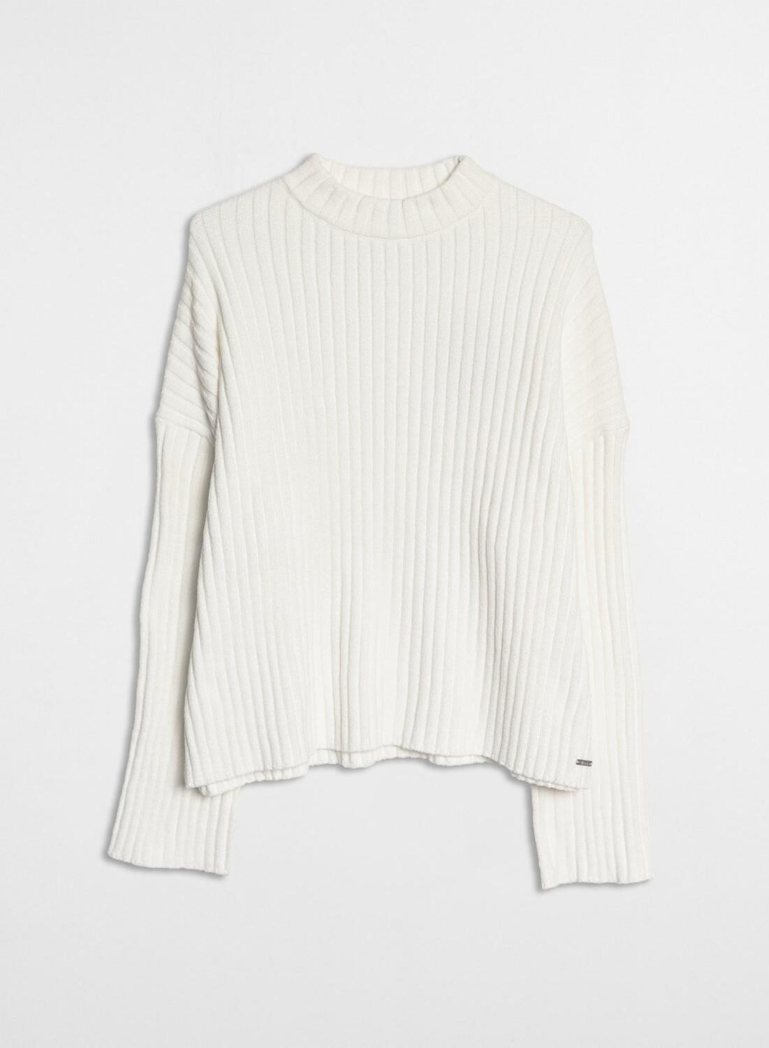 Femme Pull en Maille Côtelé Blanc d'Amande 7/7