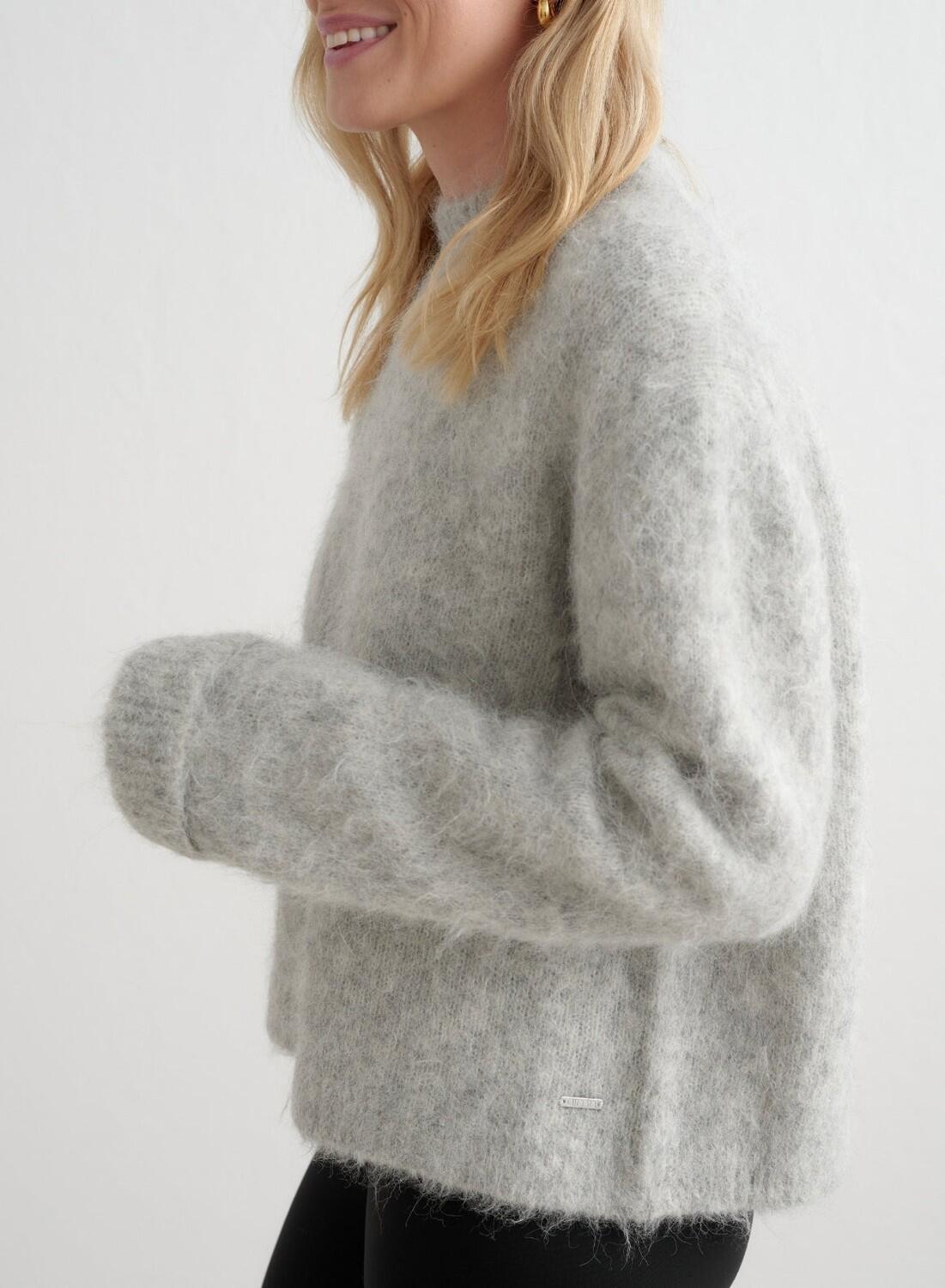 Mujer Suéter Punto de lana de Alpaca Gris Jaspeado 2/6