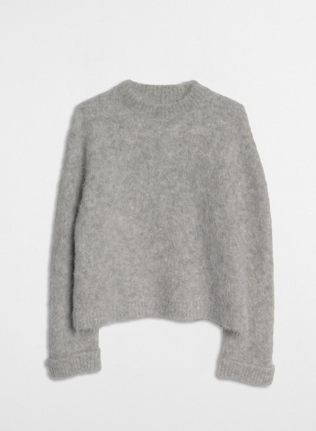 Mujer Suéter Punto de lana de Alpaca Gris Jaspeado 4/6