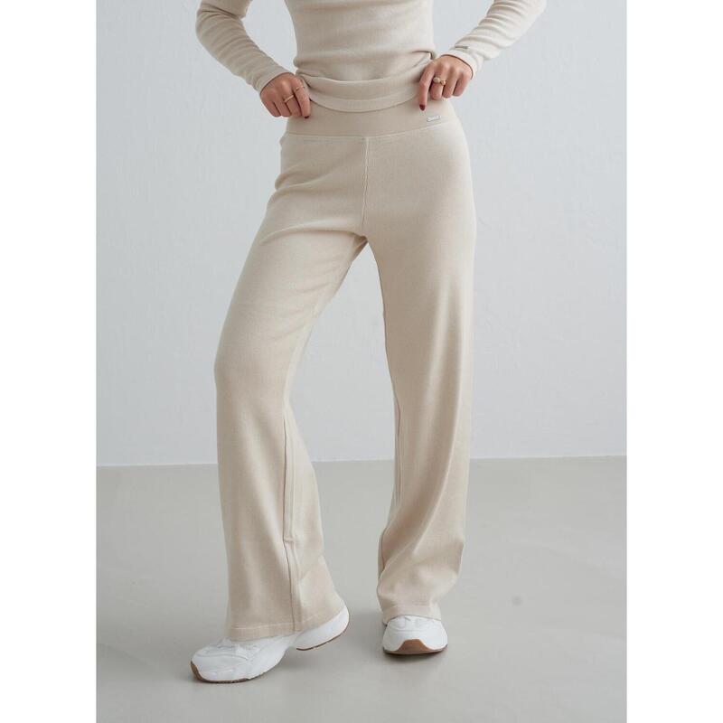 Pantalon Large En Laine Pour Femme - Taille Haute élastique, Jambes Droites, Pour Automne/hiver, Style Décontracté