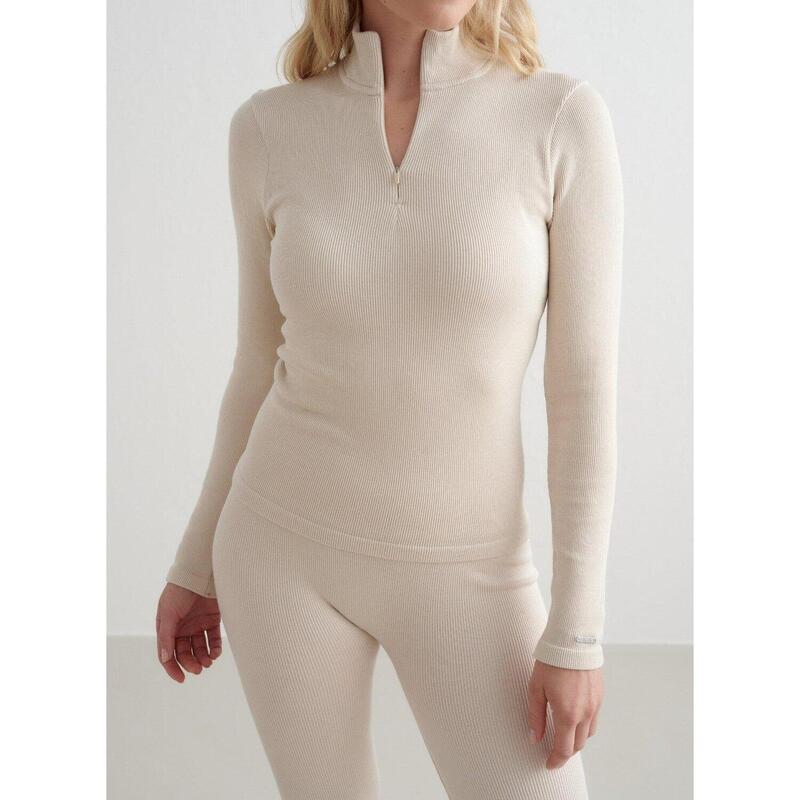 Sweat Polaire Hanes Texas A&M – Femme, Crème, 1/4 Zip Manches Longues, Taille L