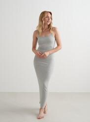 Femme Robe Casual Côtelée Poids Lumineux Gris Melange