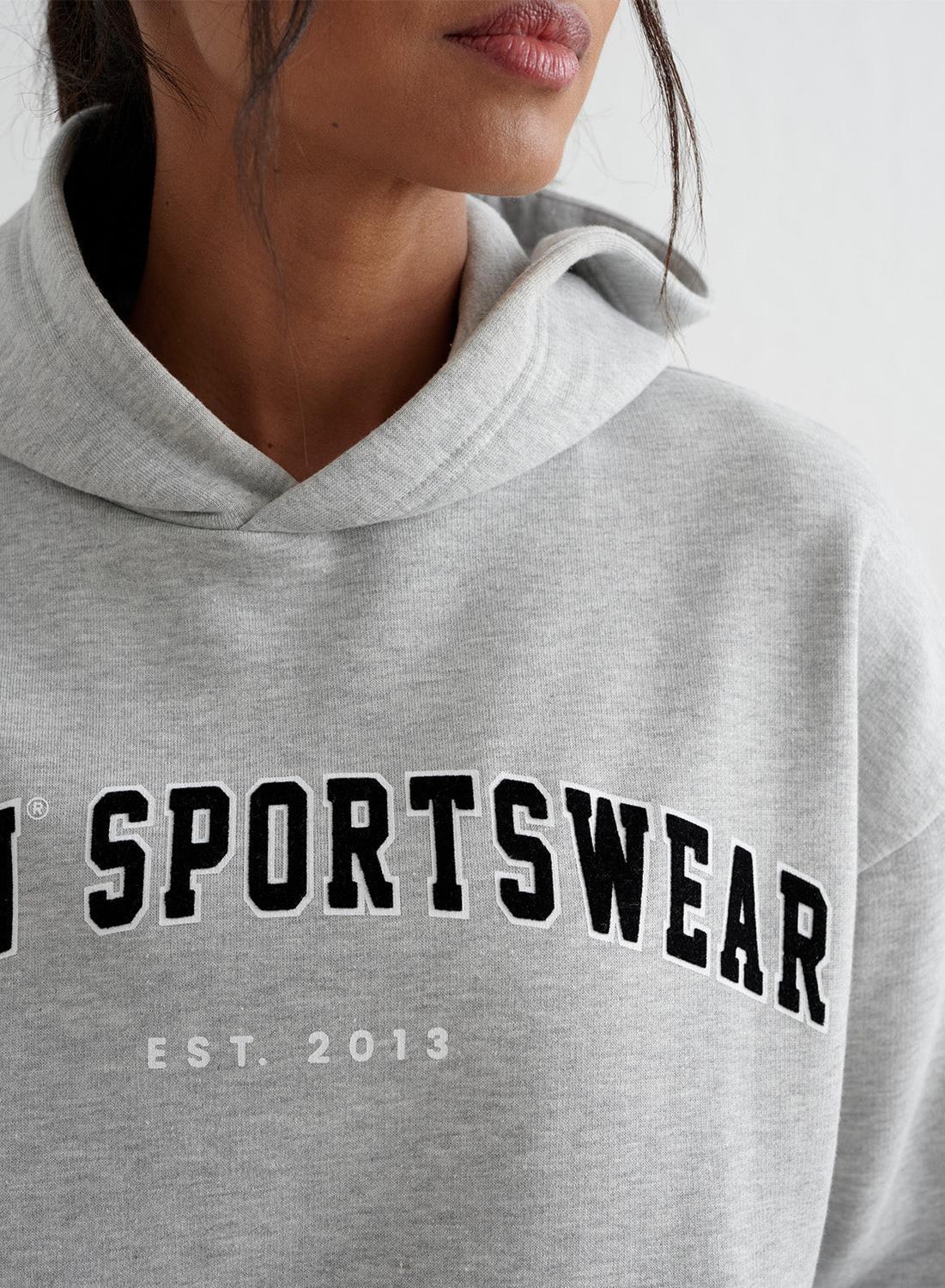 Mujer Sudadera Universitaria Gris Jaspeado 2/6