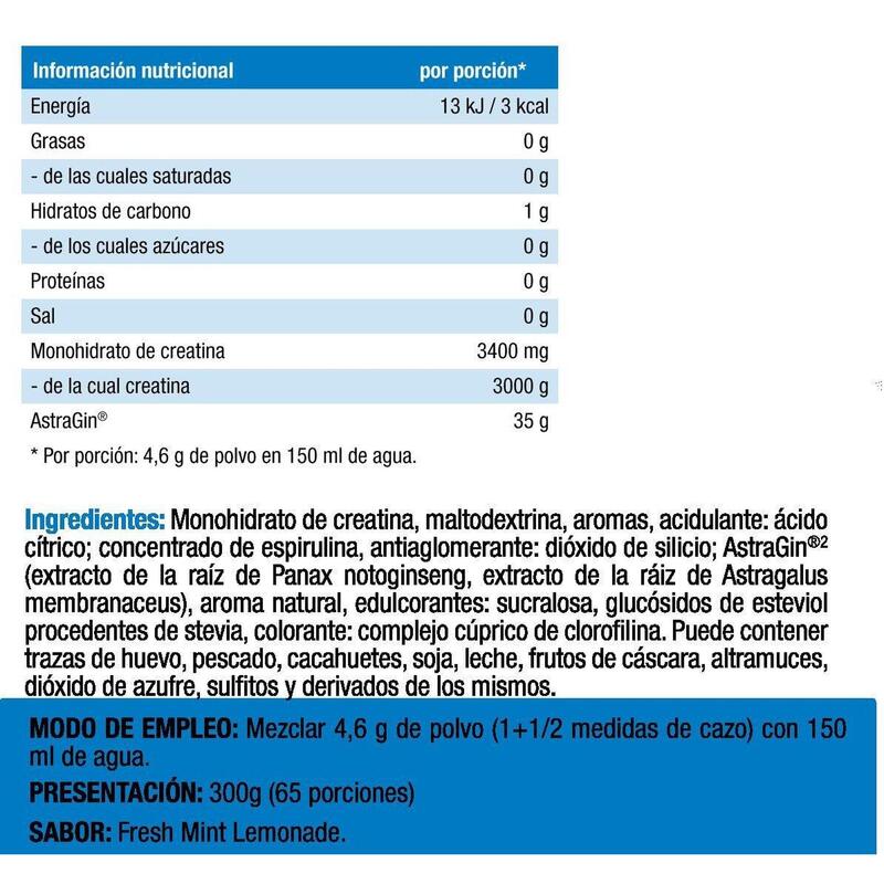 Créatine Creapure® Performance Creatine - Limonade à la Menthe Fraîche 300g