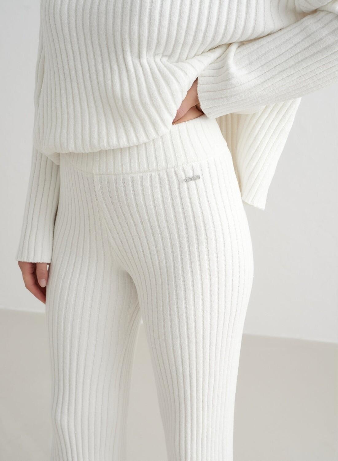 Dames Broek Ribgebreid Amandel Wit 5/7