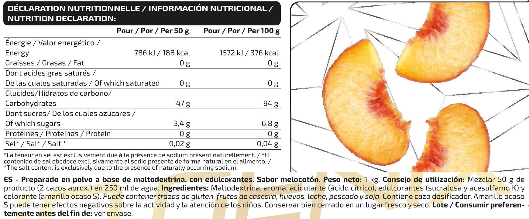 Maltodextrine - 1 kg Pêche de IO.Genix 2/3