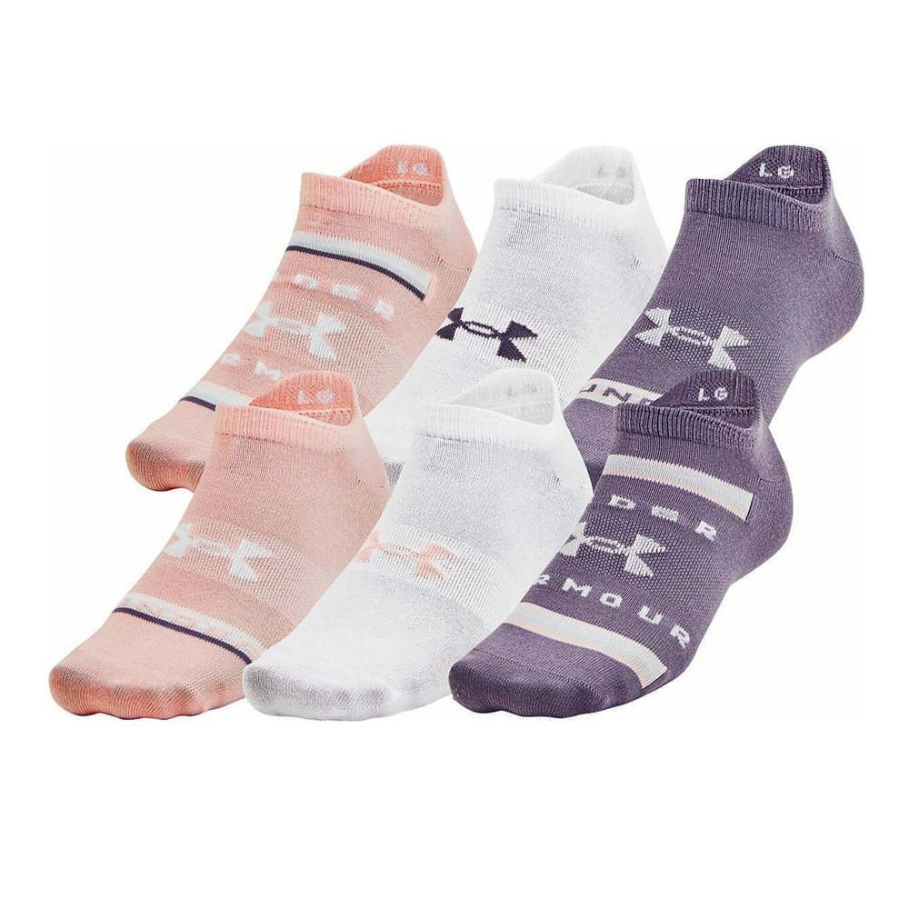 Under Armour Women's Essential 6 Pack Ankle Socks - Pink/White/Purple