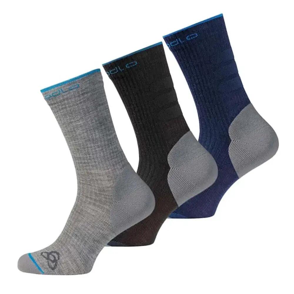 Odlo Allround Unisex 3-Pack Socks - Grey/Black/Navy - UK 8-10