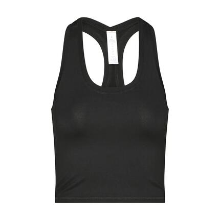 Débardeur court, haut de sport court, noir, taille L