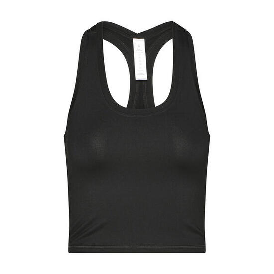Débardeur court, haut de sport court, noir, taille L